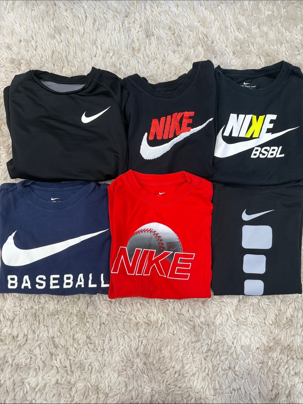 LOT Nike Boys Small Baseball Athletic Shirt 6 Pieces Dri-FIT